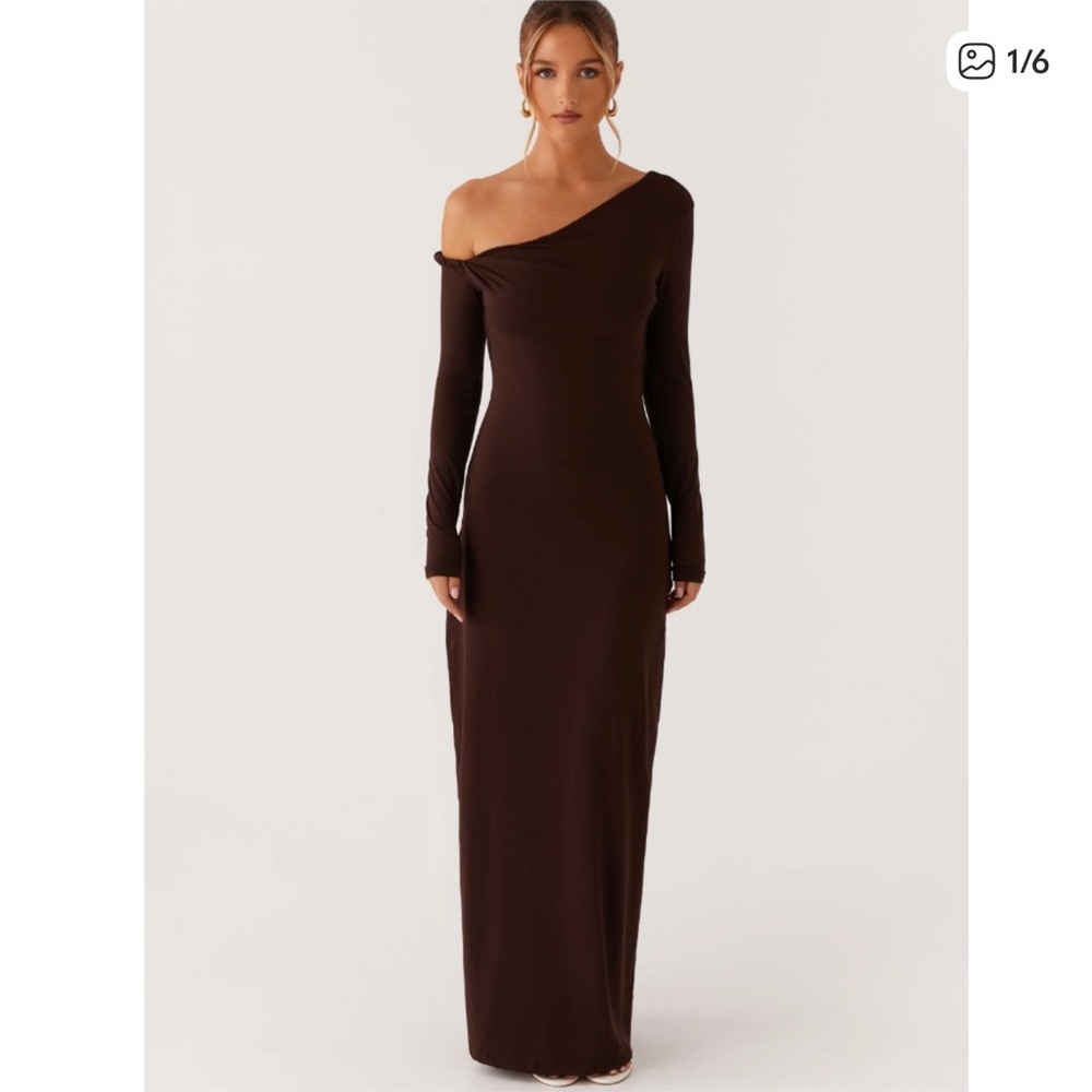 Peppermayo Chocolate One-Shoulder Dress